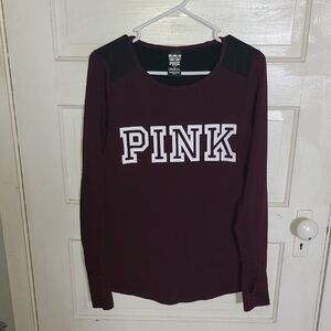 PINK Victoria's Secret Burgundy Top with Black Accents